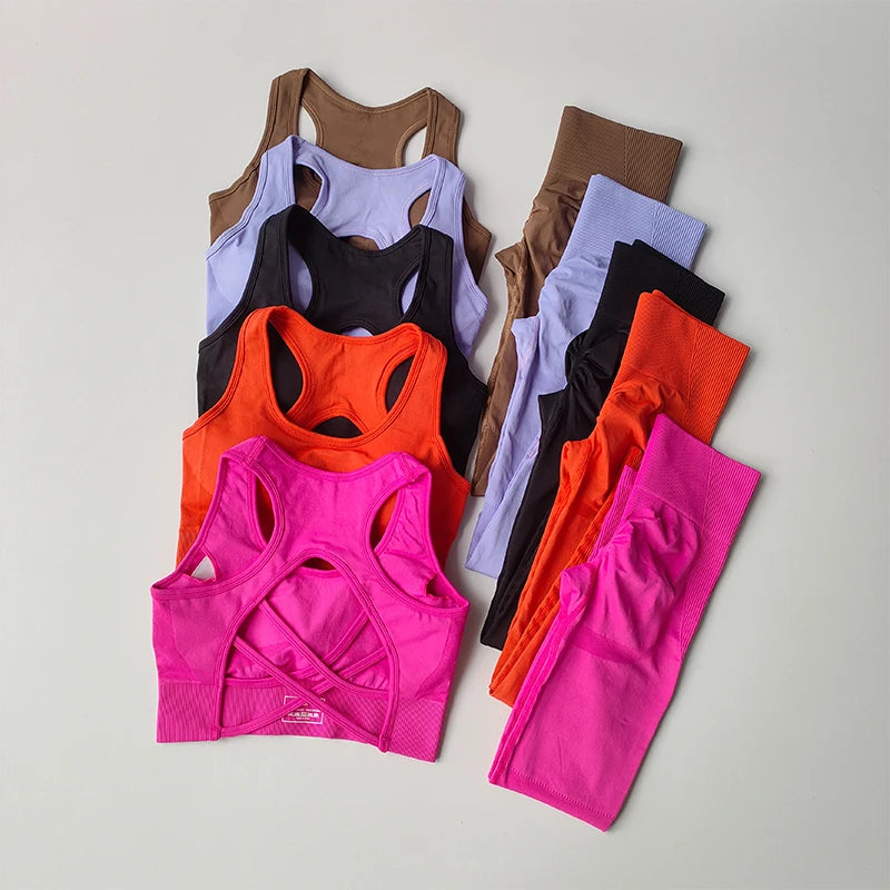 2PCS Women's Fitness Set - Shockproof Sports Bra & Yoga Leggings