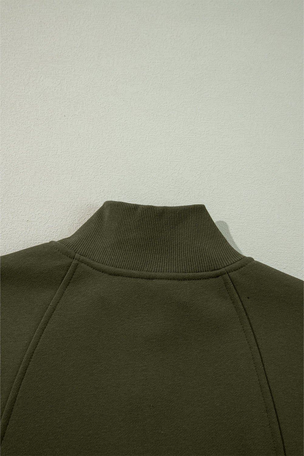 Zipper Collared Drop Shoulder Plain Sweatshirt