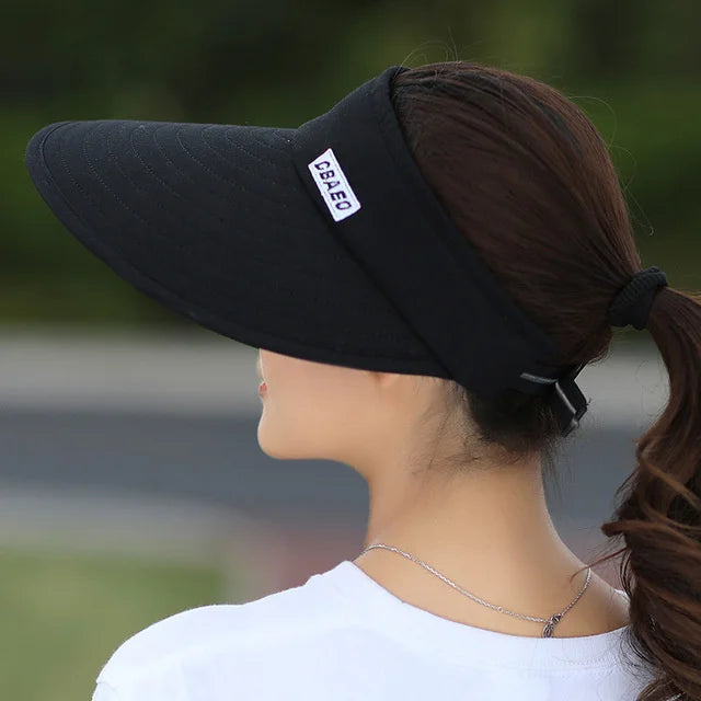 Wide Brim Adjustable Beach Sun Visor - UV Protection