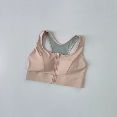High-Strength Shockproof Sports Bra - Quick-Dry, Zipper Closure, Large Size