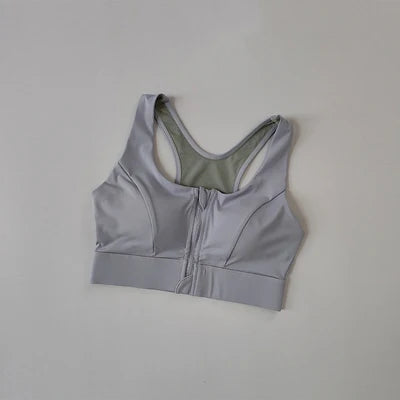 High-Strength Shockproof Sports Bra - Quick-Dry, Zipper Closure, Large Size