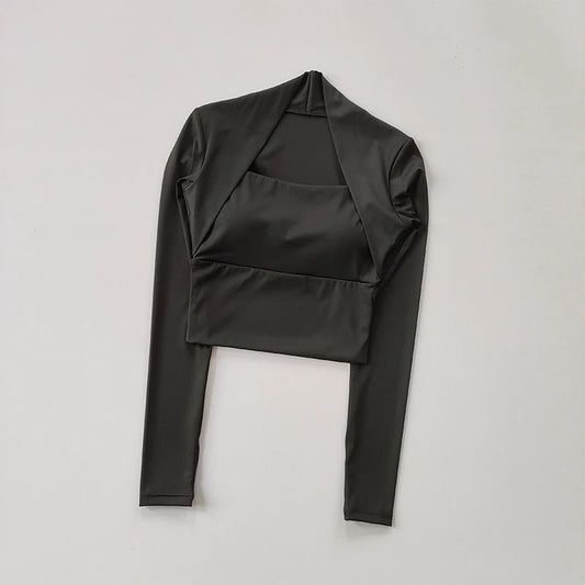Women's Long Sleeve Fitness Top - Chest Support, Slim Fit & Yoga Ready