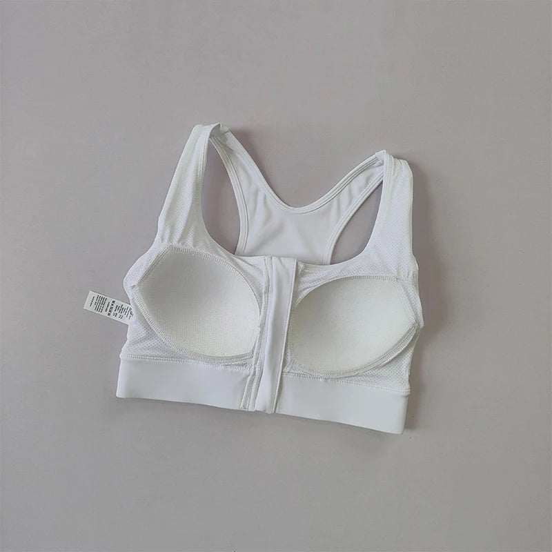 High-Strength Shockproof Sports Bra - Quick-Dry, Zipper Closure, Large Size
