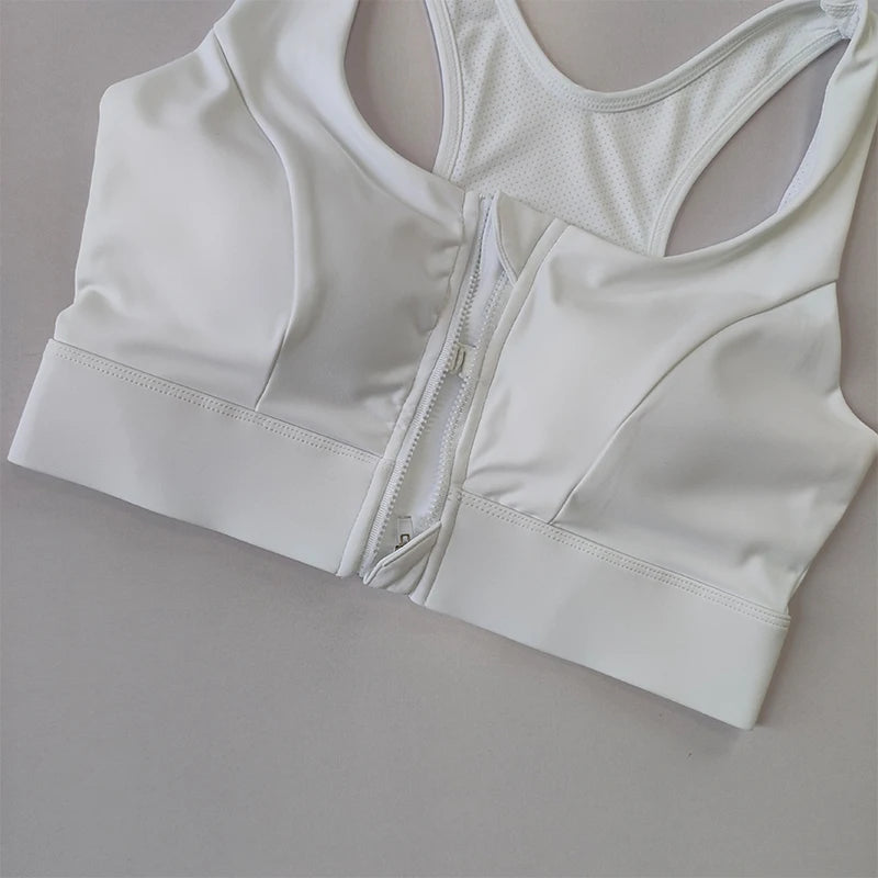 High-Strength Shockproof Sports Bra - Quick-Dry, Zipper Closure, Large Size