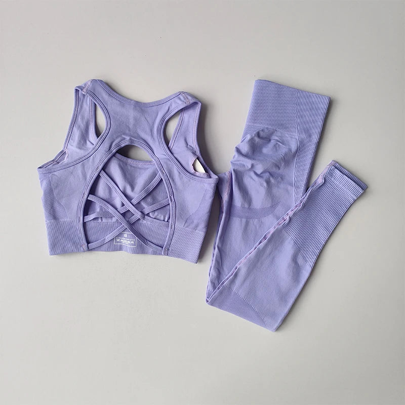 2PCS Women's Fitness Set - Shockproof Sports Bra & Yoga Leggings
