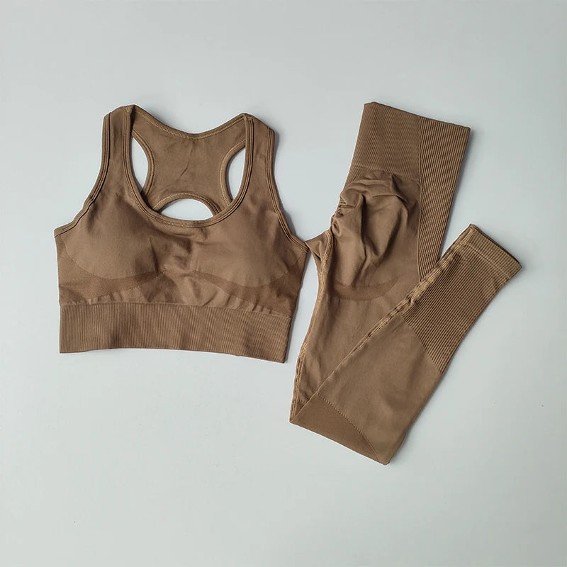 2PCS Women's Fitness Set - Shockproof Sports Bra & Yoga Leggings