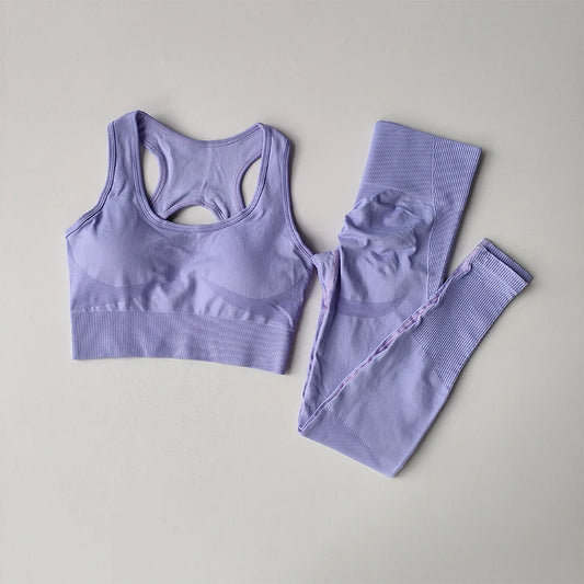 2PCS Women's Fitness Set - Shockproof Sports Bra & Yoga Leggings