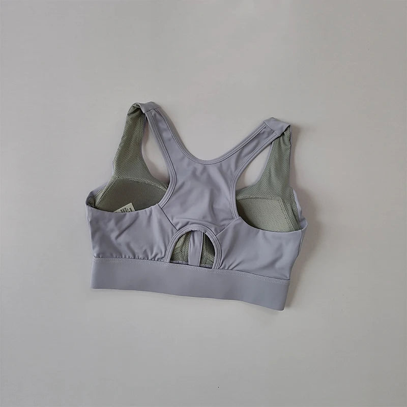 High-Strength Shockproof Sports Bra - Quick-Dry, Zipper Closure, Large Size